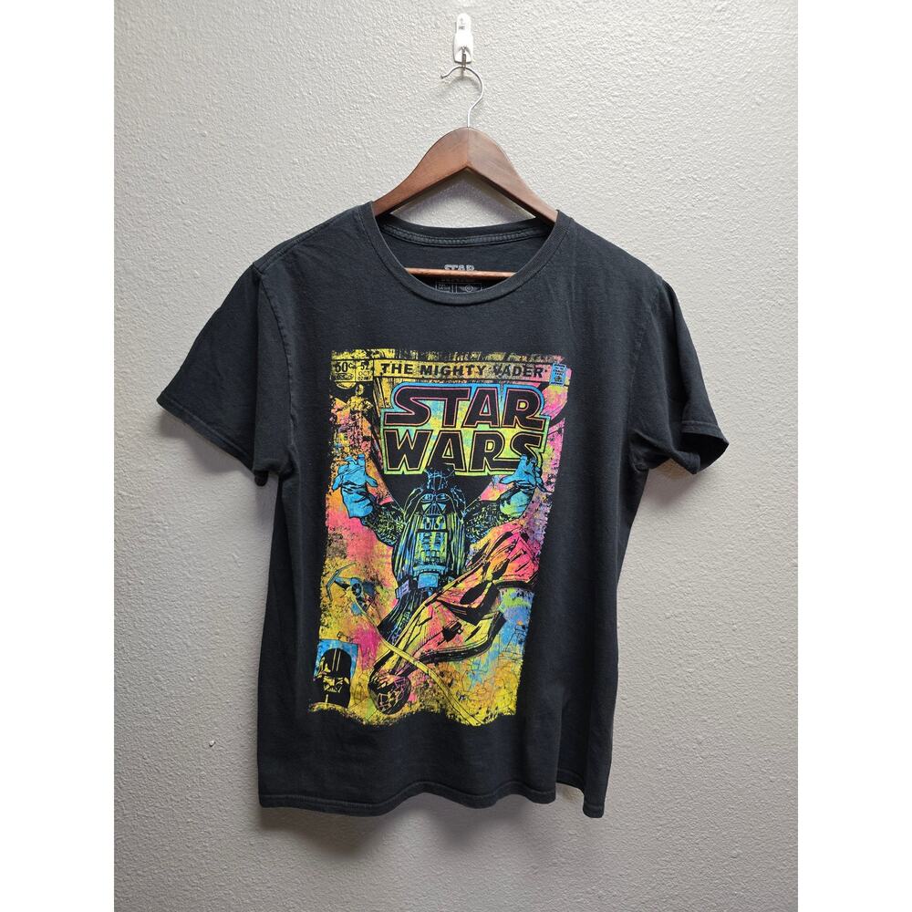 Star Wars Shirt The Mighty Vader Large Black Retro Comic Graphic Tee
